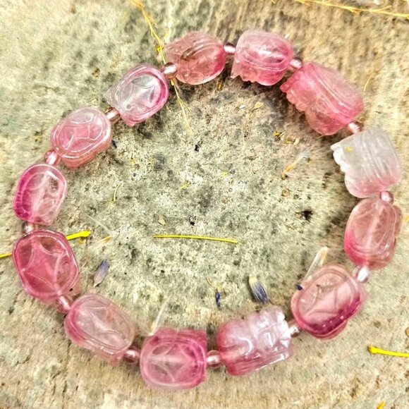 Premium Grade Nature Pink Tourmaline Pi Xiu Bracelet - Picture 9 of 10